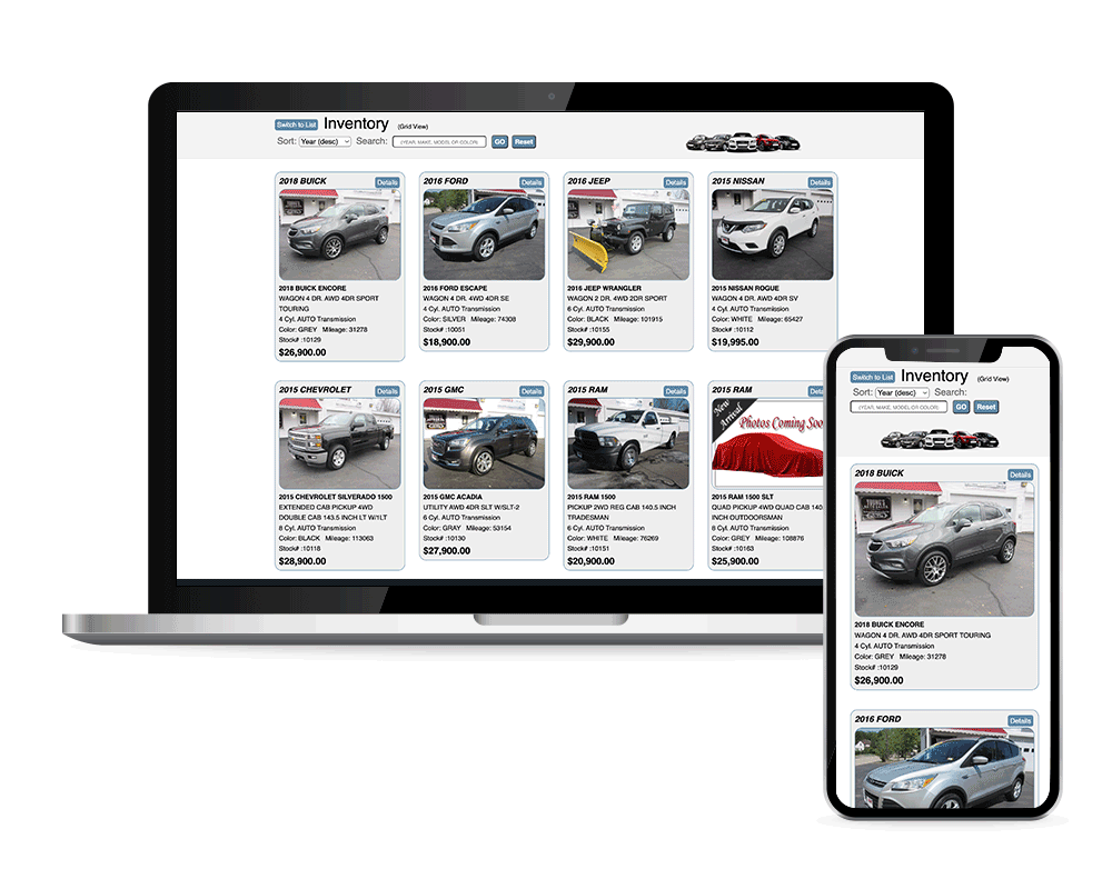 Dealership website on laptop and mobile device